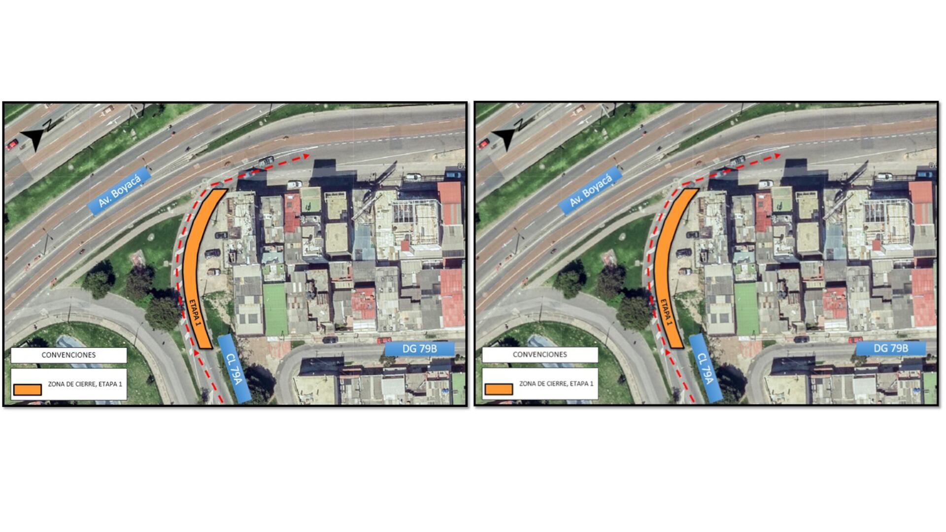 Desvíos autorizados en la calle 80 con avenida Boyacá. (Crédito: Secretaría de Movilidad)