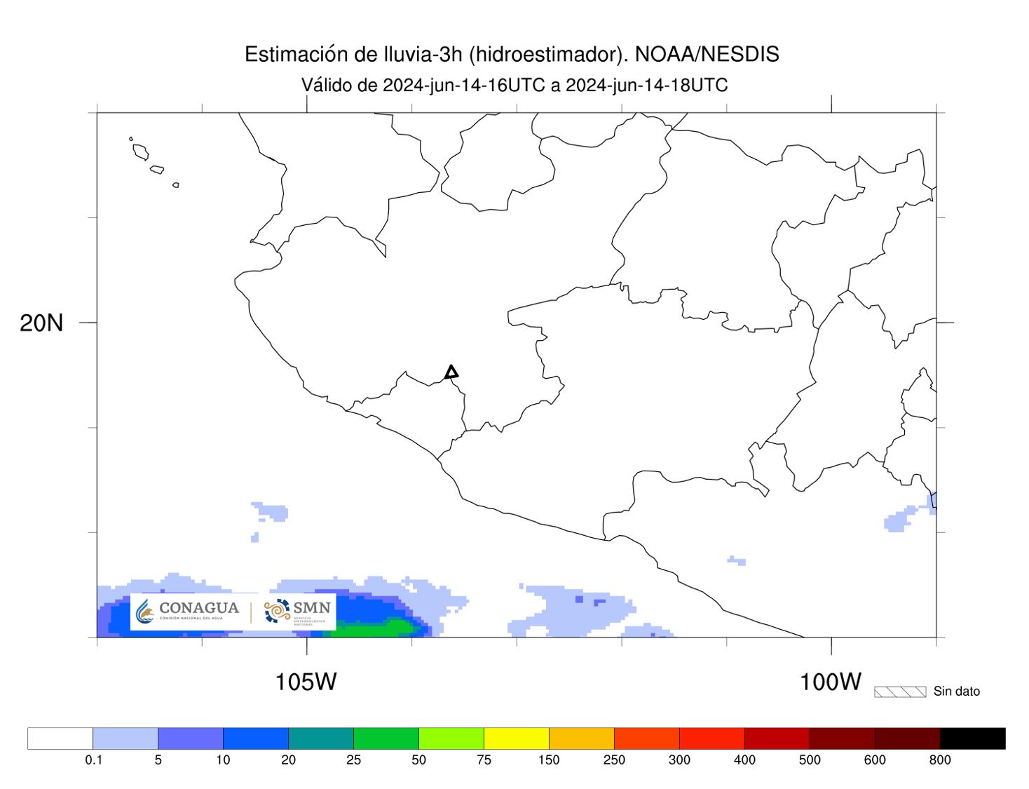 Imágen 3:Hidroestimador de las últimas tres horas