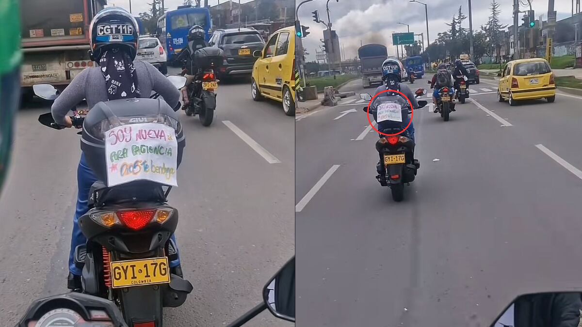 Letrero de advertencia en moto