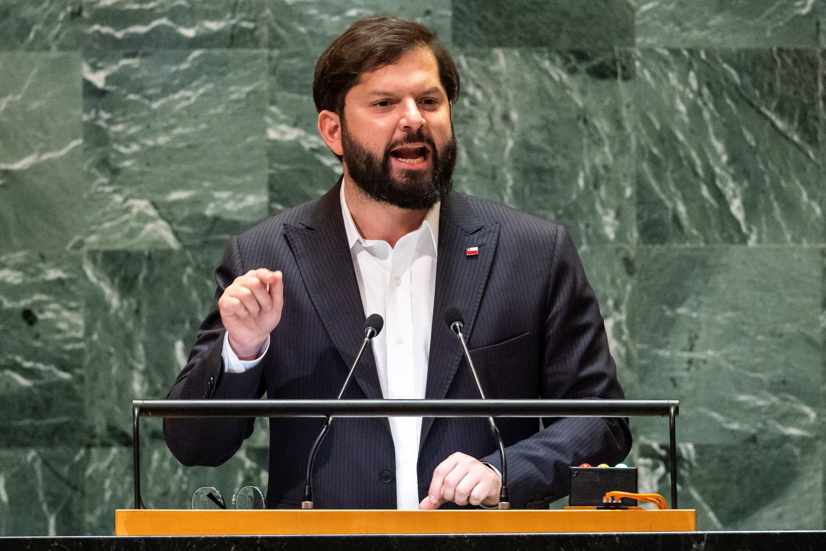 El presidente chileno Gabriel Boric habló en la Asamblea General de la ONU este 24 de septiembre de 2024 (REUTERS/Eduardo Munoz)