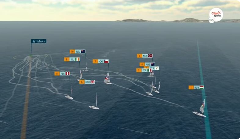 Stefano Peschiera en la final de vela en los Juegos Olímpicos de París 2024