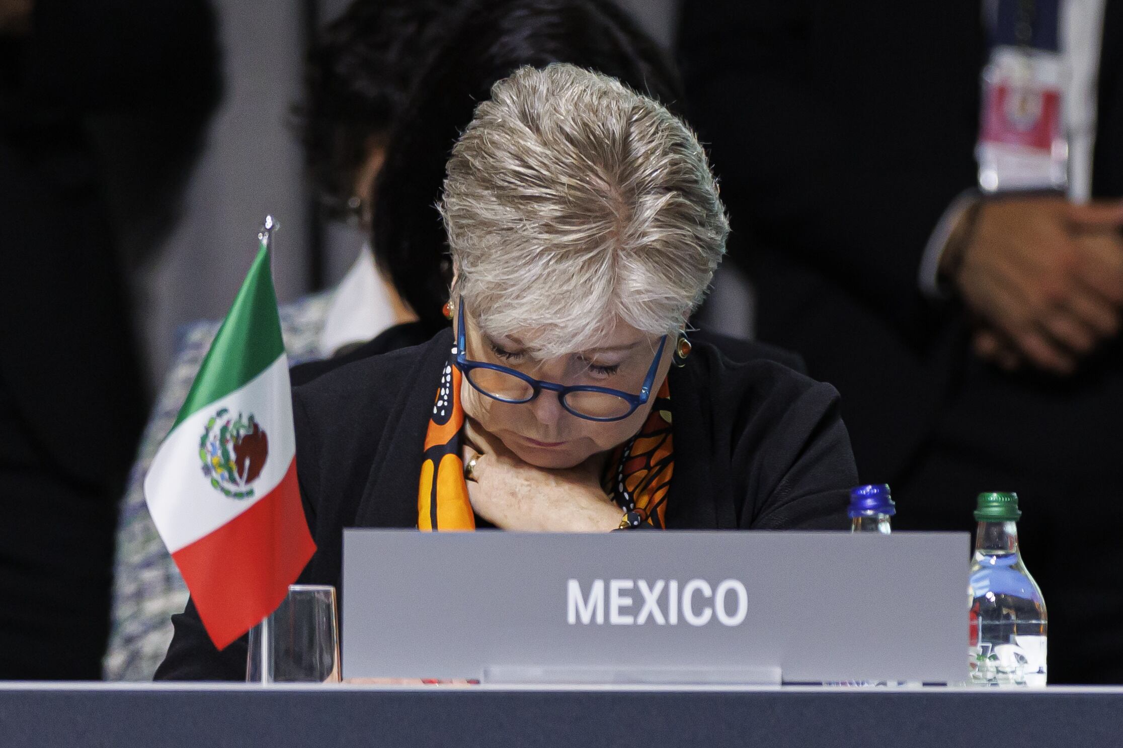 La Ministra de Relaciones Exteriores Alicia Bárcena de México asiste a la sesión plenaria de apertura de la Cumbre sobre la Paz en Ucrania, en Stansstad, cerca de Lucerna, Suiza. EFE/EPA/MICHAEL BUHOLZER / POOL
