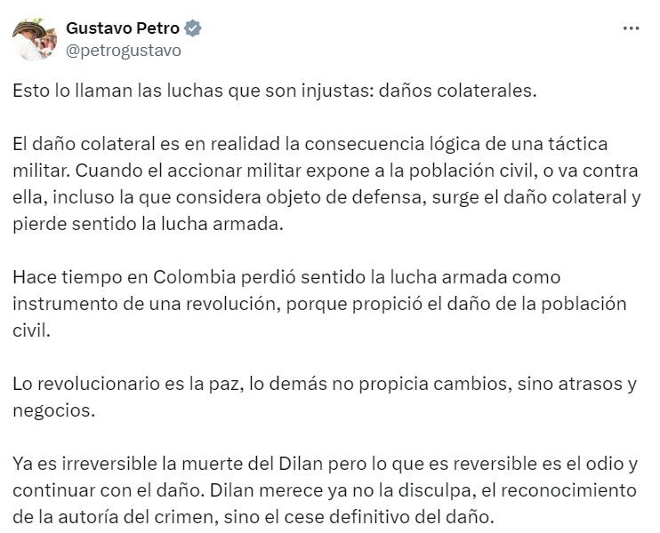 En su intervención pública, destacó la necesidad de cesar el uso de la violencia y promover la paz como verdadero camino revolucionario - crédito captura de pantalla X