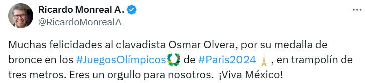 Para el senador morenista es un ejemplo y un orgullo para los mexicanos.