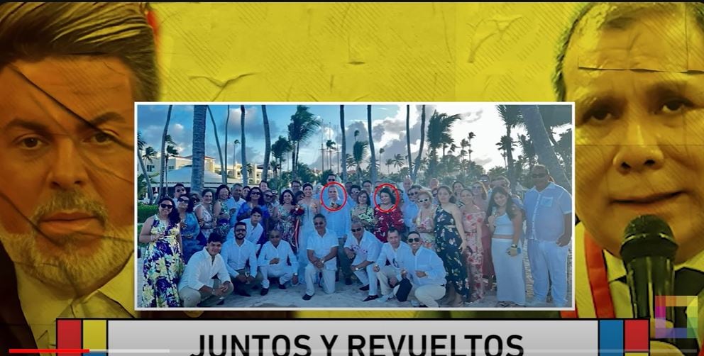 Foto captura del programa 'Beto A Saber' donde se muestra una fotografía del la boda del presidente del Poder Judicial, Javier Arévalo.