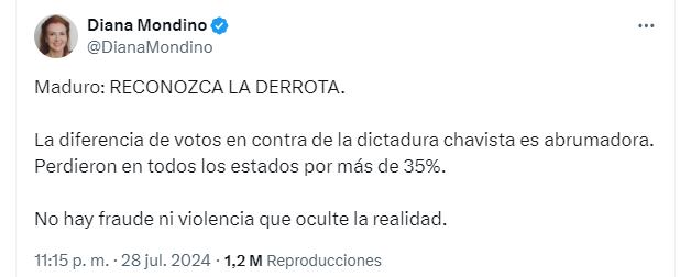 Elecciones en Venezuela Diana Mondino