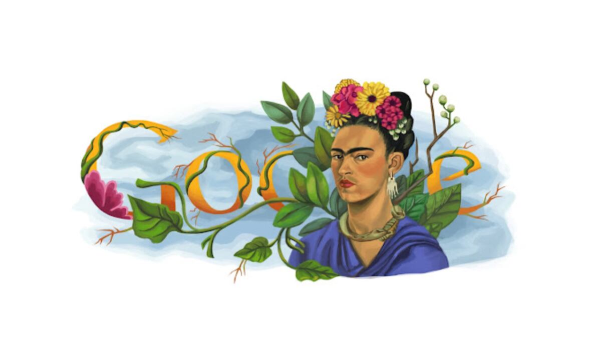 Google celebró la vida de Frida Kahlo mediante un doodle el 6 de julio de 2010. (Google)