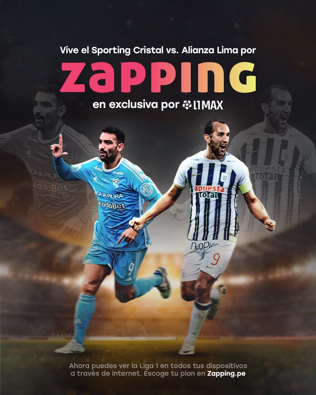 Zapping también transmitirá el Alianza Lima vs Sporting Cristal en el Estadio Nacional de Lima.