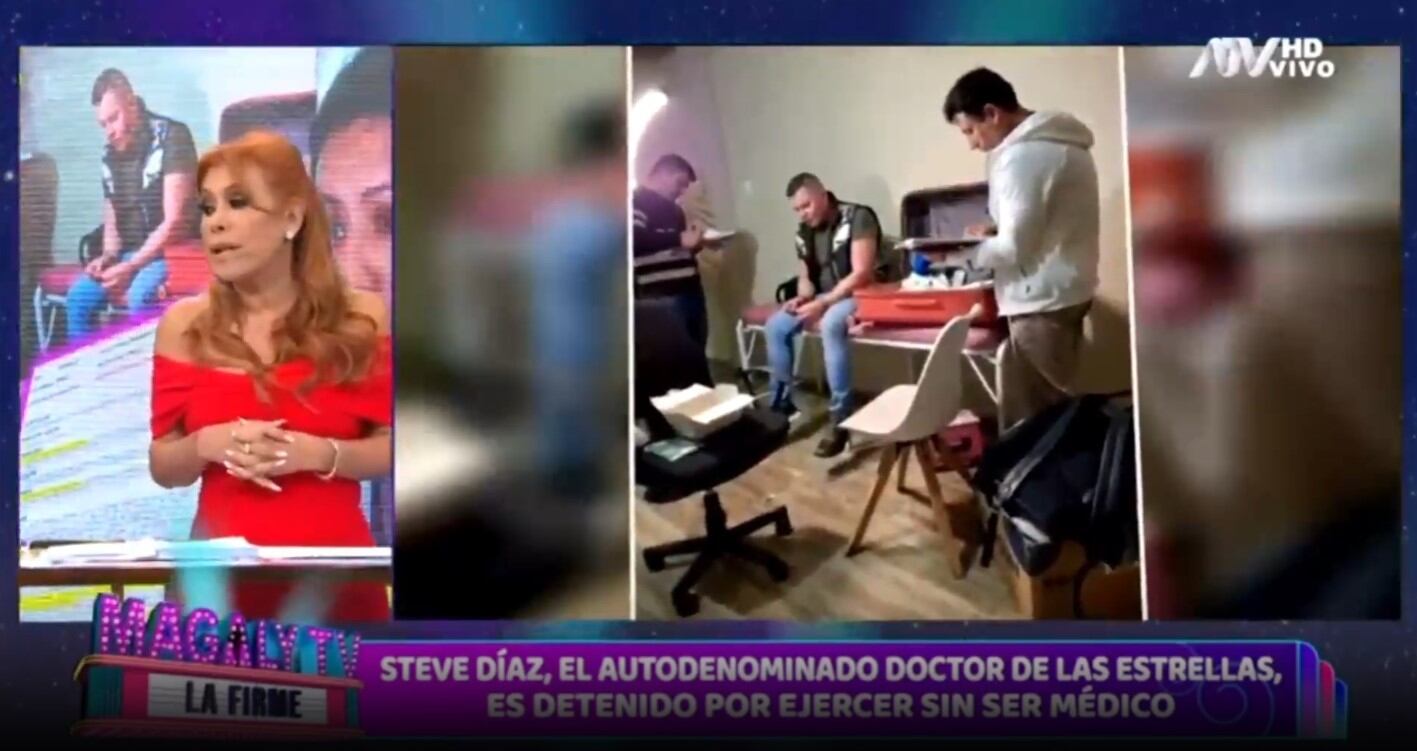 Steve Díaz, el ‘Doctor de las Estrellas’, fue arrestado en Chiclayo por ejercicio ilegal de la medicina. (Captura: Magaly TV La Firme)