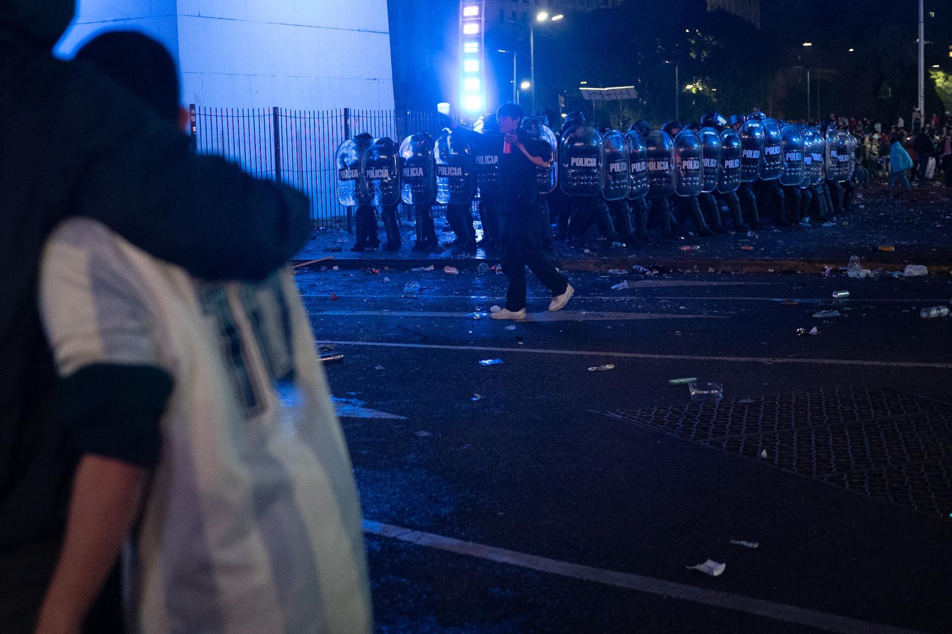 Incidentes en el Obelisco durante los festejos por el bicampeonato de la Copa América