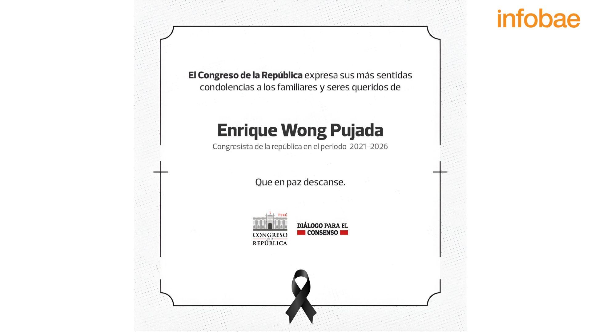 Congresista Enrique Wong falleció a los 83 años, legislador de Podemos Perú padecía de cáncer