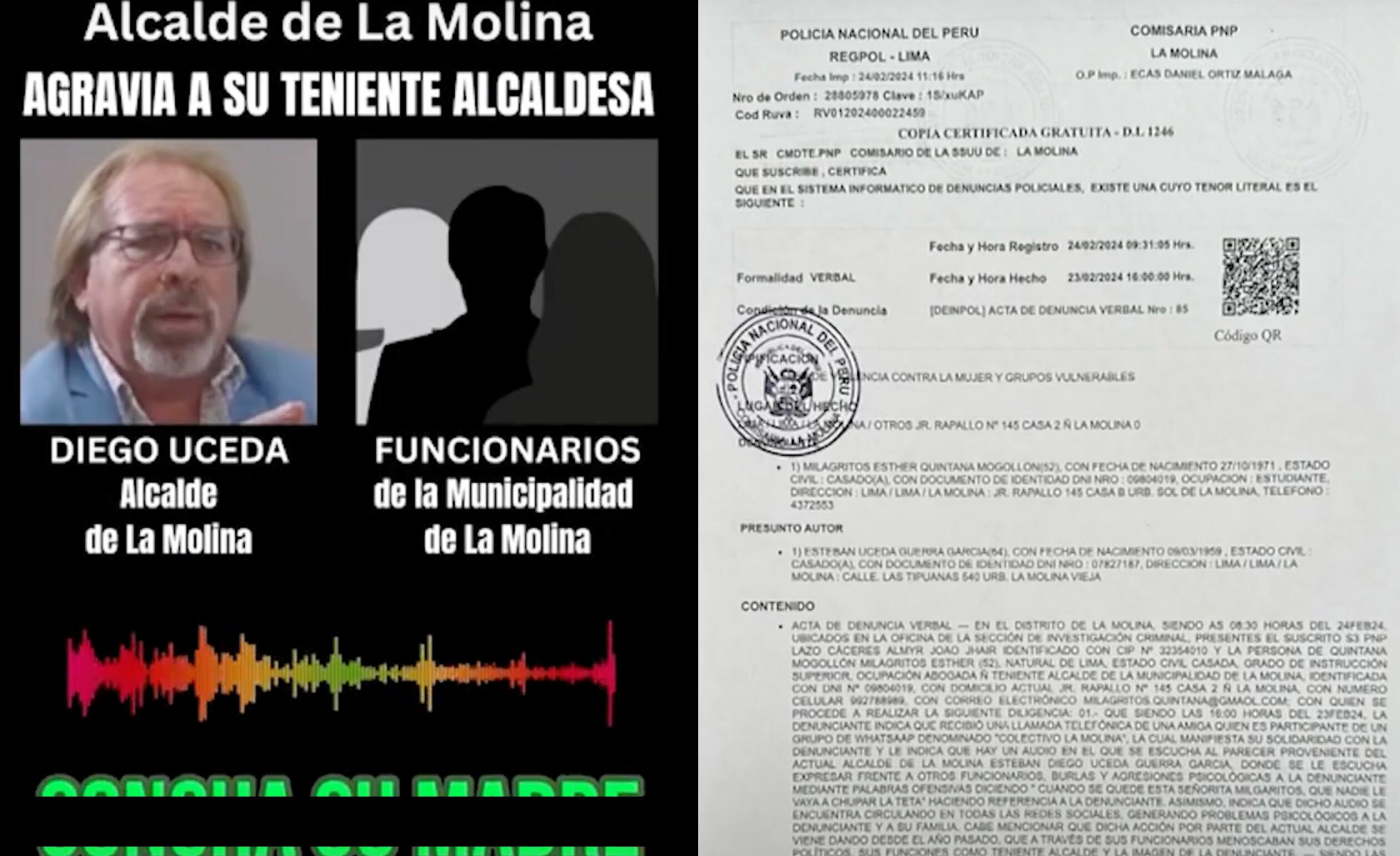 Teniente alcaldesa de la Municipalidad de La Molina denuncia al alcalde Diego Uceda por insultarla refiriéndose a su cuerpo.