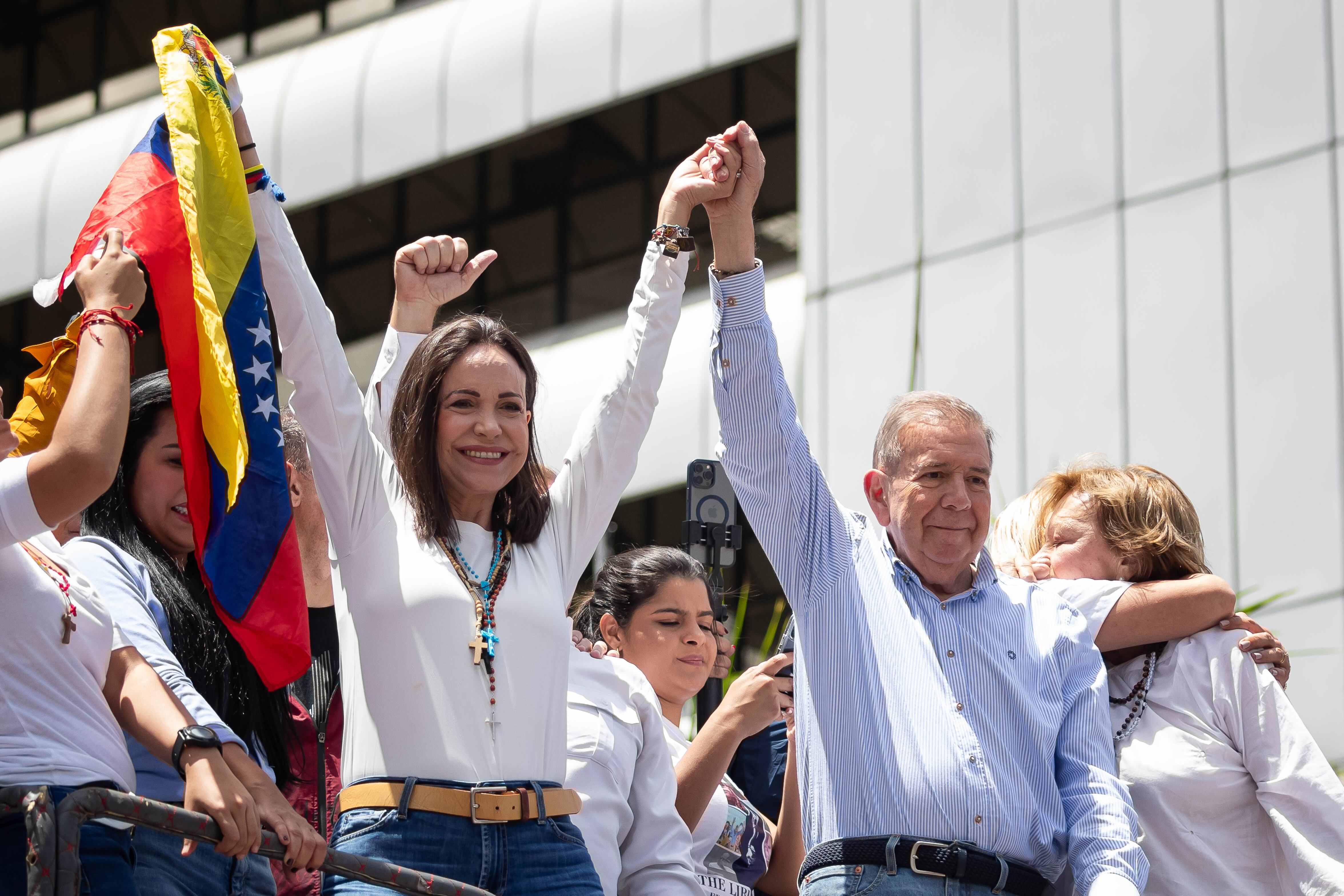 María Corina Machado expresó su agradecimiento al canciller de Paraguay por denunciar el fraude electoral perpetrado por Maduro en Venezuela (EFE/ Ronald Peña R) 