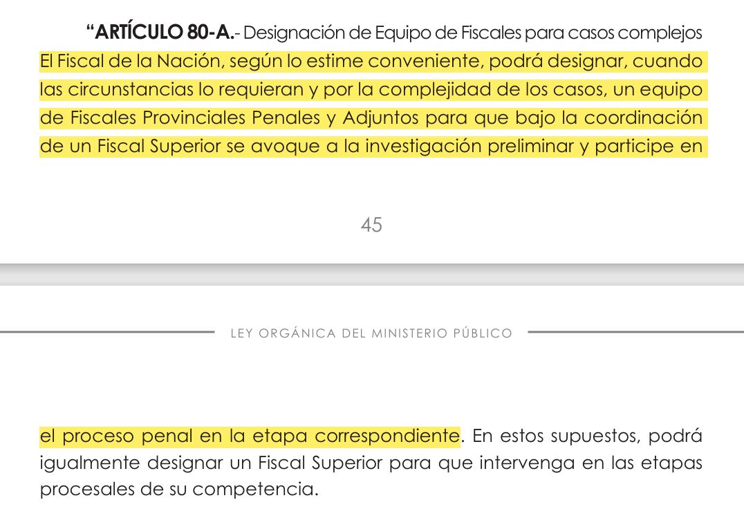 Artículo 80-A de LO del Ministerio Público