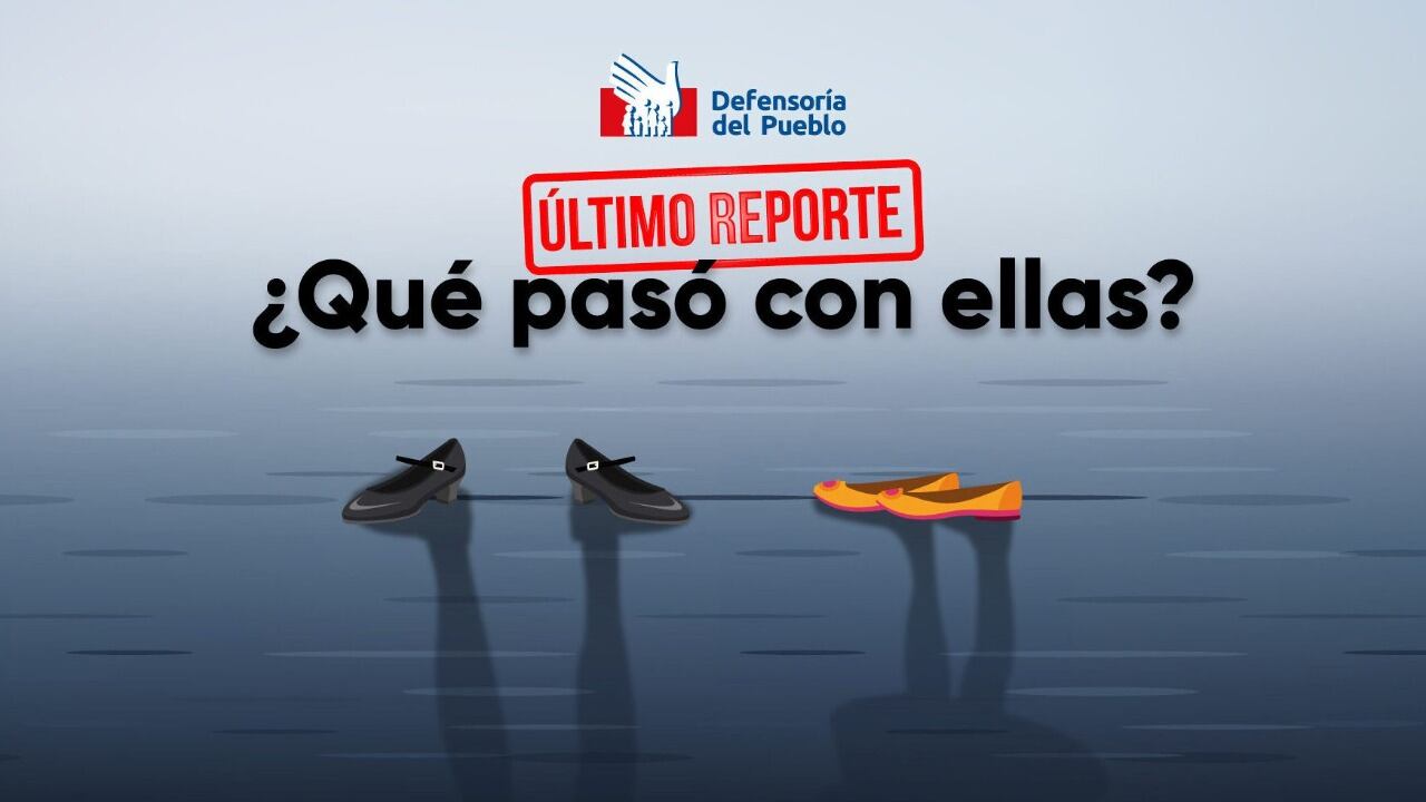 Afiche de informe de la Defensoría del Pueblo sobre desapariciones de mujeres.