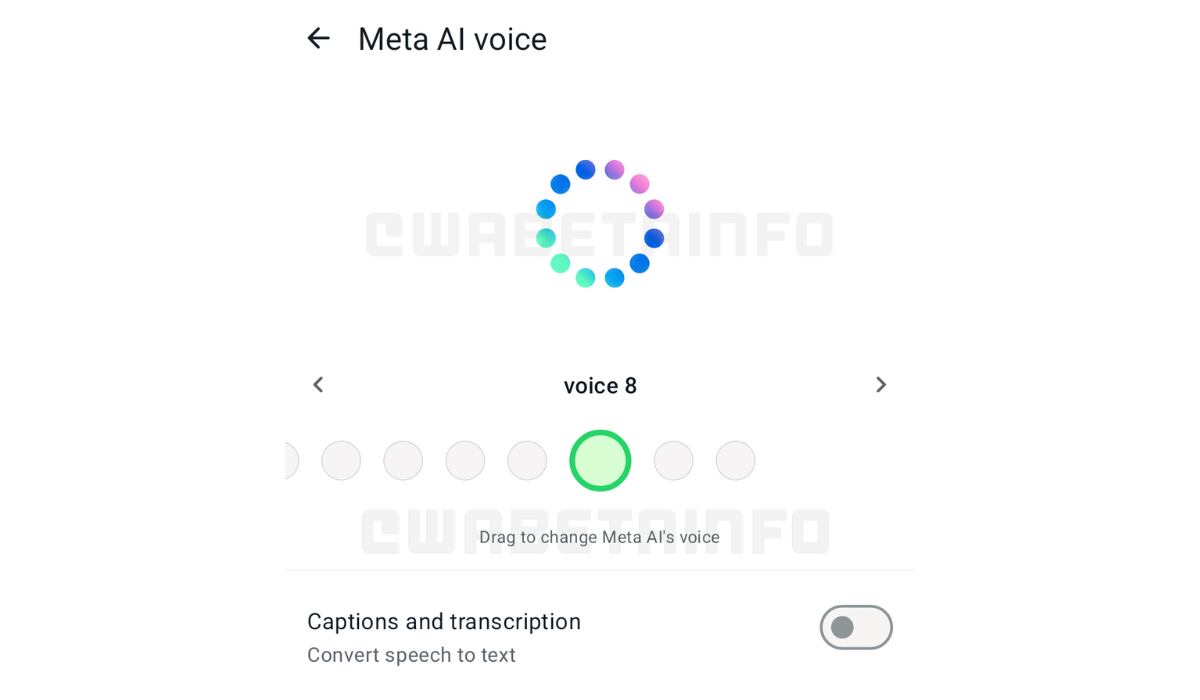 Las voces en Meta AI tendrán diferentes tonos, para que el usuario elija de qué manera quiere oír el contenido. (WABetaInfo)