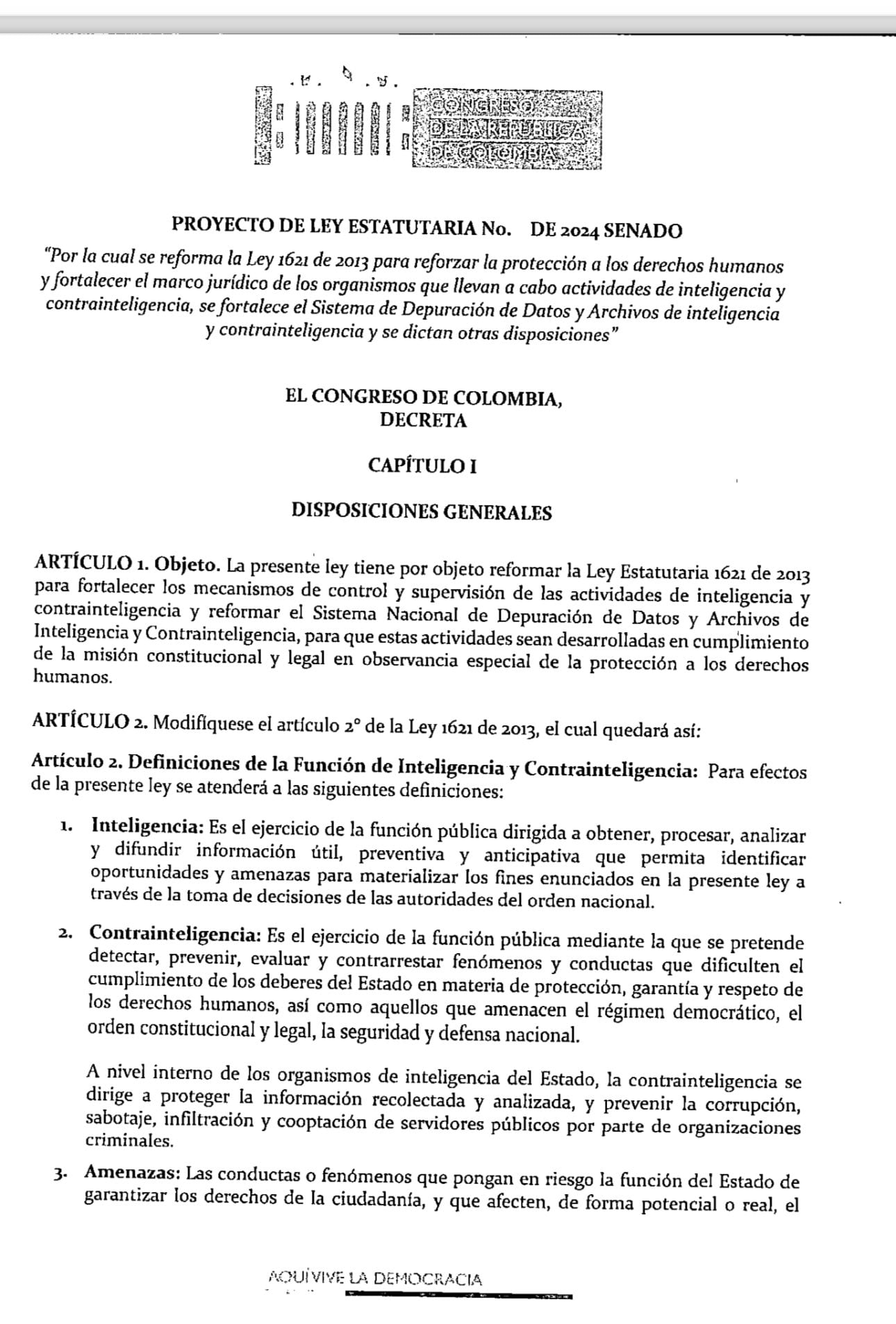 La ley incluiría la unificación de la inteligencia militar bajo la dirección de la DNI - crédito @jorgeecastillol/X