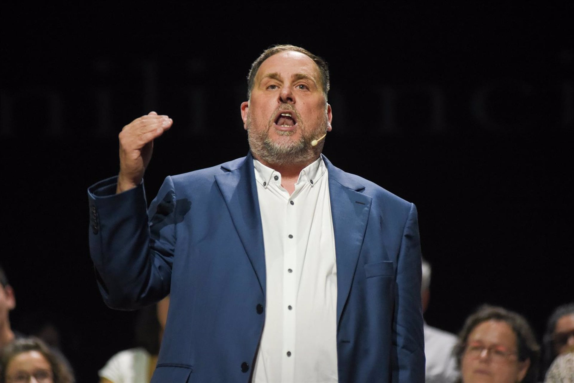 El expresidente de ERC, Oriol Junqueras, durante la presentación de la candidatura 'Militancia Decidim'. (Alberto Paredes/Europa Press)
