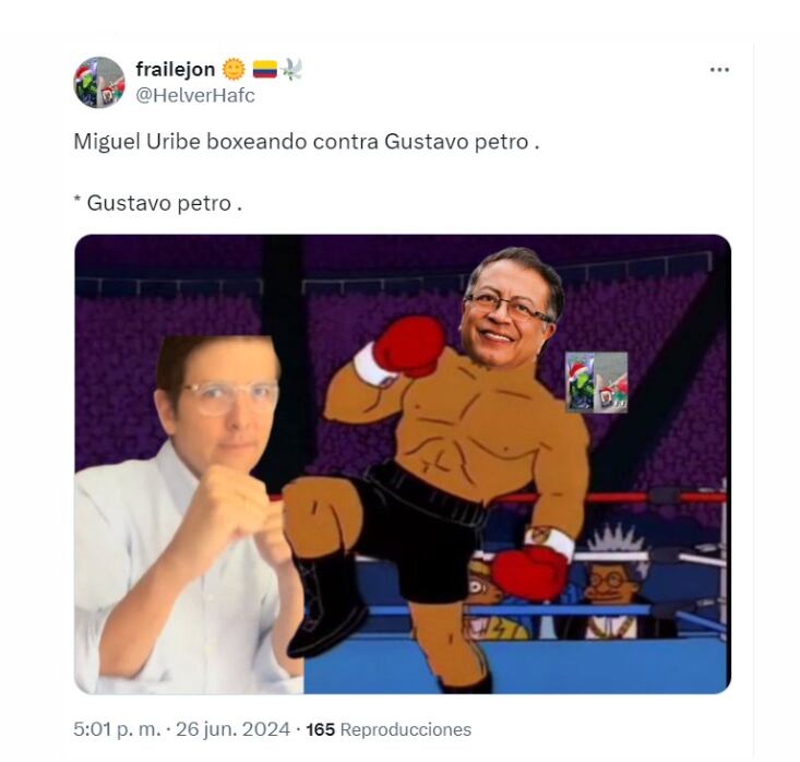 El senador Miguel Uribe Turbay generó polémica con un video en TikTok donde aparece "boxeando" - crédito @HelverHafc / X