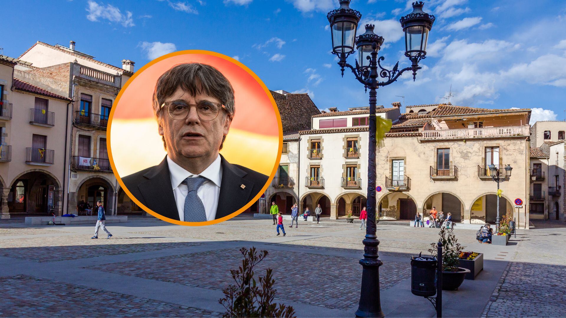 Amer, el pueblo de Puigdemont (ShutterStock y EFE, montaje Infobae).