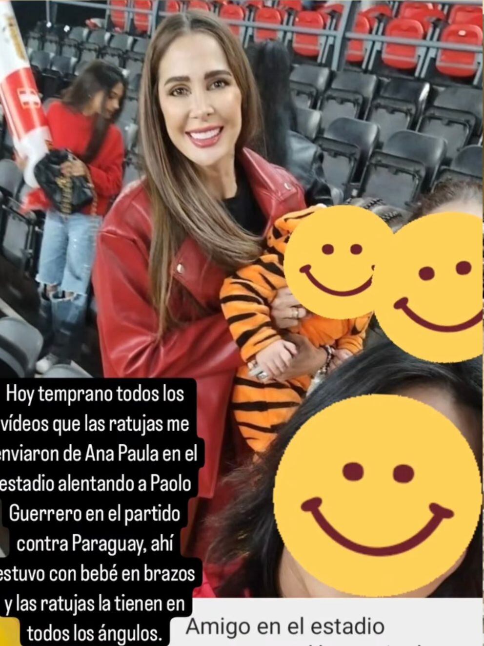 Ana Paula Consorte y sus hijos estuvieron en el partido Perú vs Paraguay alentando a Paolo Guerrero. Instarandula.