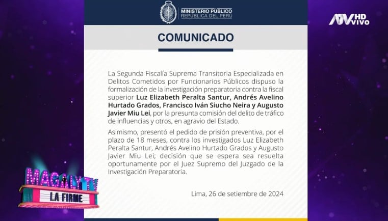 Fiscalía pide prisión preventiva de 18 meses para Andrés Hurtado, Elizabeth Peralta y Augusto Miu Lei en caso de tráfico de influencias. (Composición: Infobae)