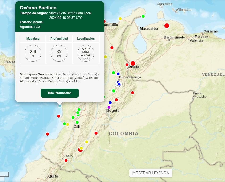 Reporte del Servicio Geológico Colombiano - crédito SGC