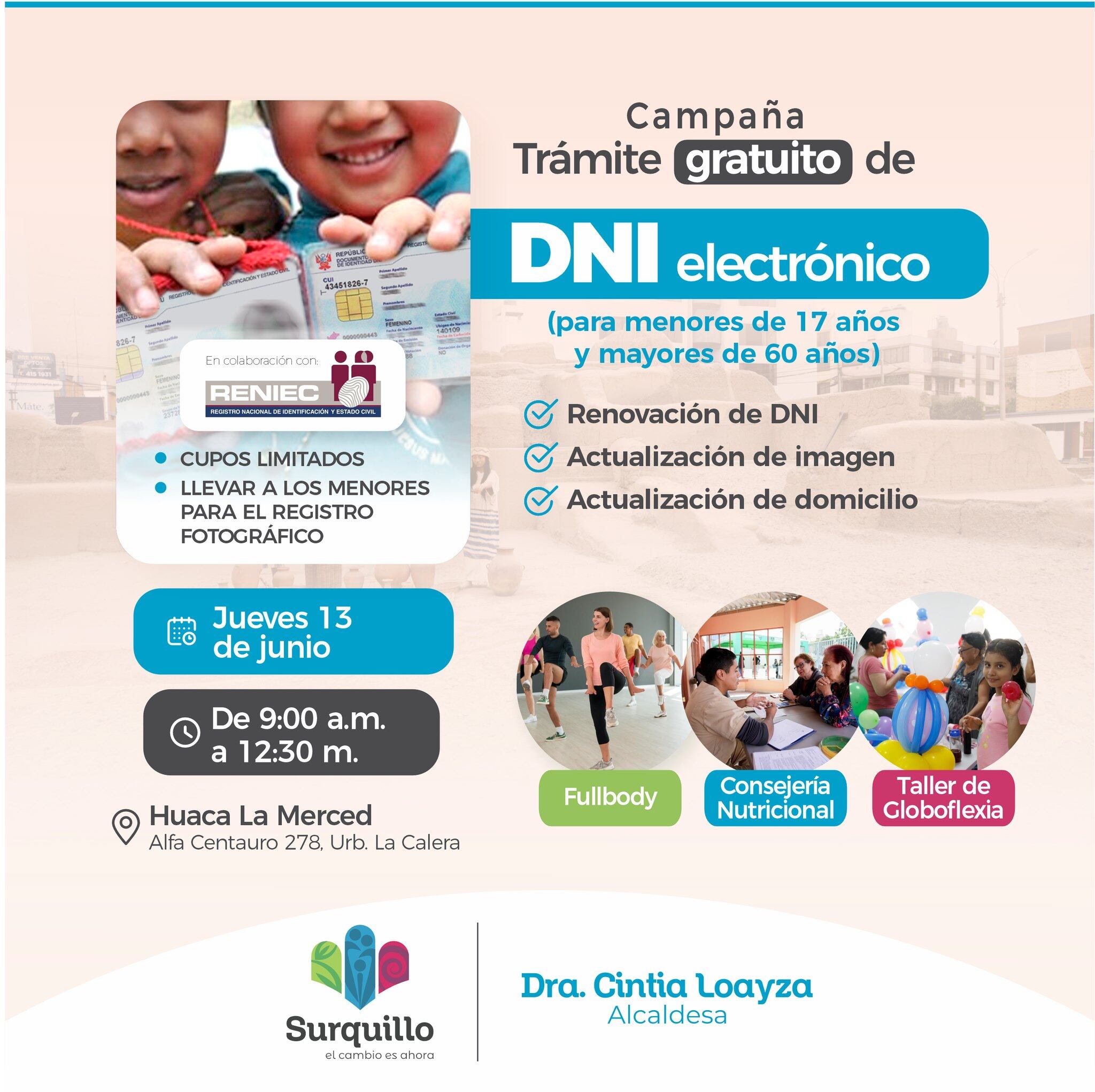 Las municipalidades continúan coordinando con el Reniec para la realización de campañas itinerantes de DNI electrónico gratuito.