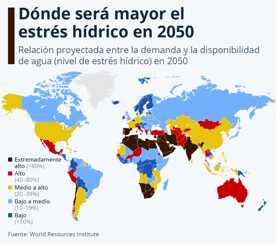 Estrés hídrico agua (fuente: WRI)