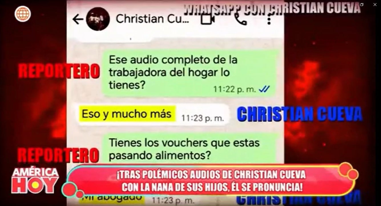 Christian Cueva pide negociar para mostrar audios con nana de sus hijos. (América Hoy)