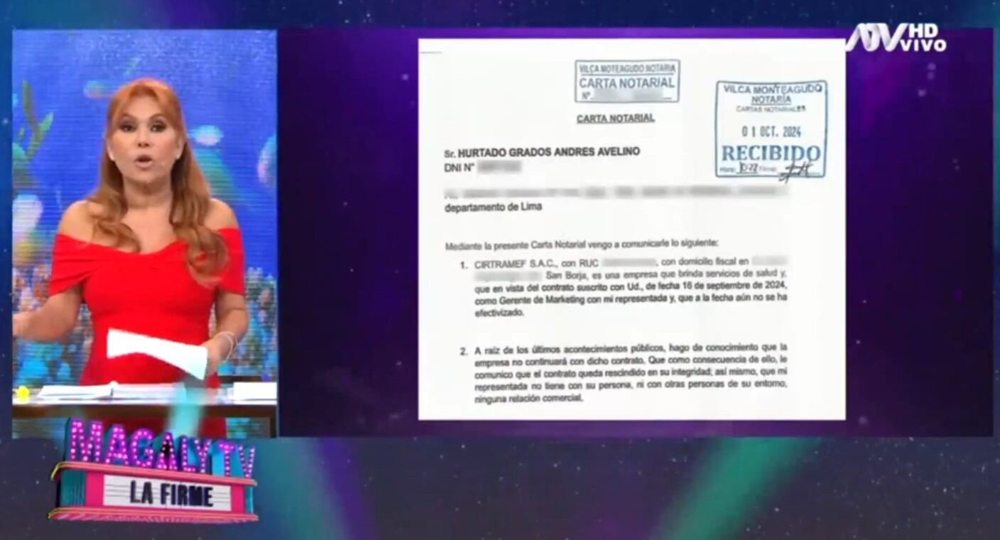 Empresa cancela contrato con Andrés Hurtado tras su solicitud de llevar proceso en libertad. (Captura: Magaly TV La Firme)