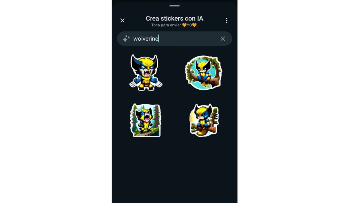 Los usuarios pueden pedirle a la IA que genere stickers de Wolverine. (WhatsApp)