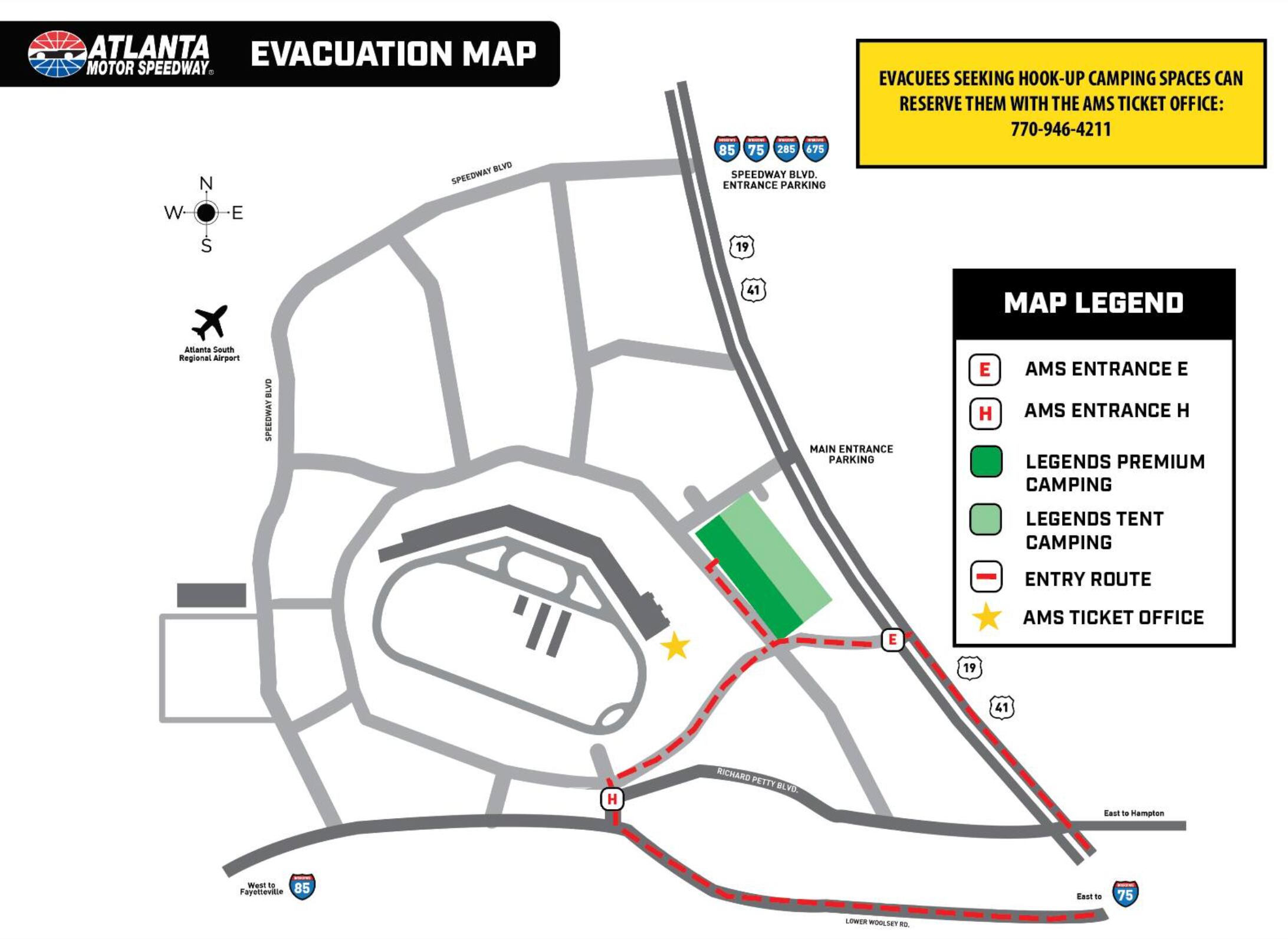 Atlanta Motor Speedway alberga evacuados del huracán Milton