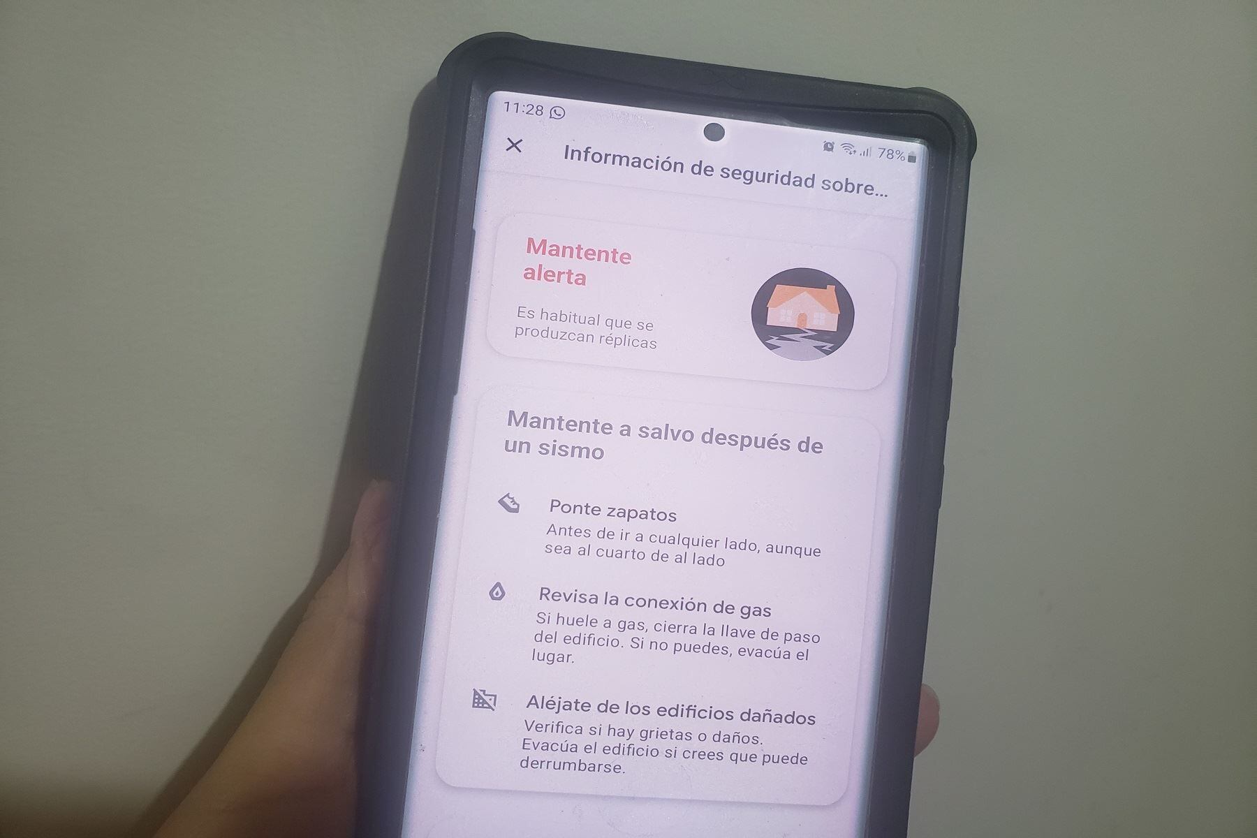 Sistema de alerta de sismos de Google