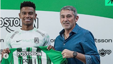 Gustavo Fermani junto a William Tesillo en la presentación oficial del central barranquillero- crédito Instagram/@Nacionaloficial