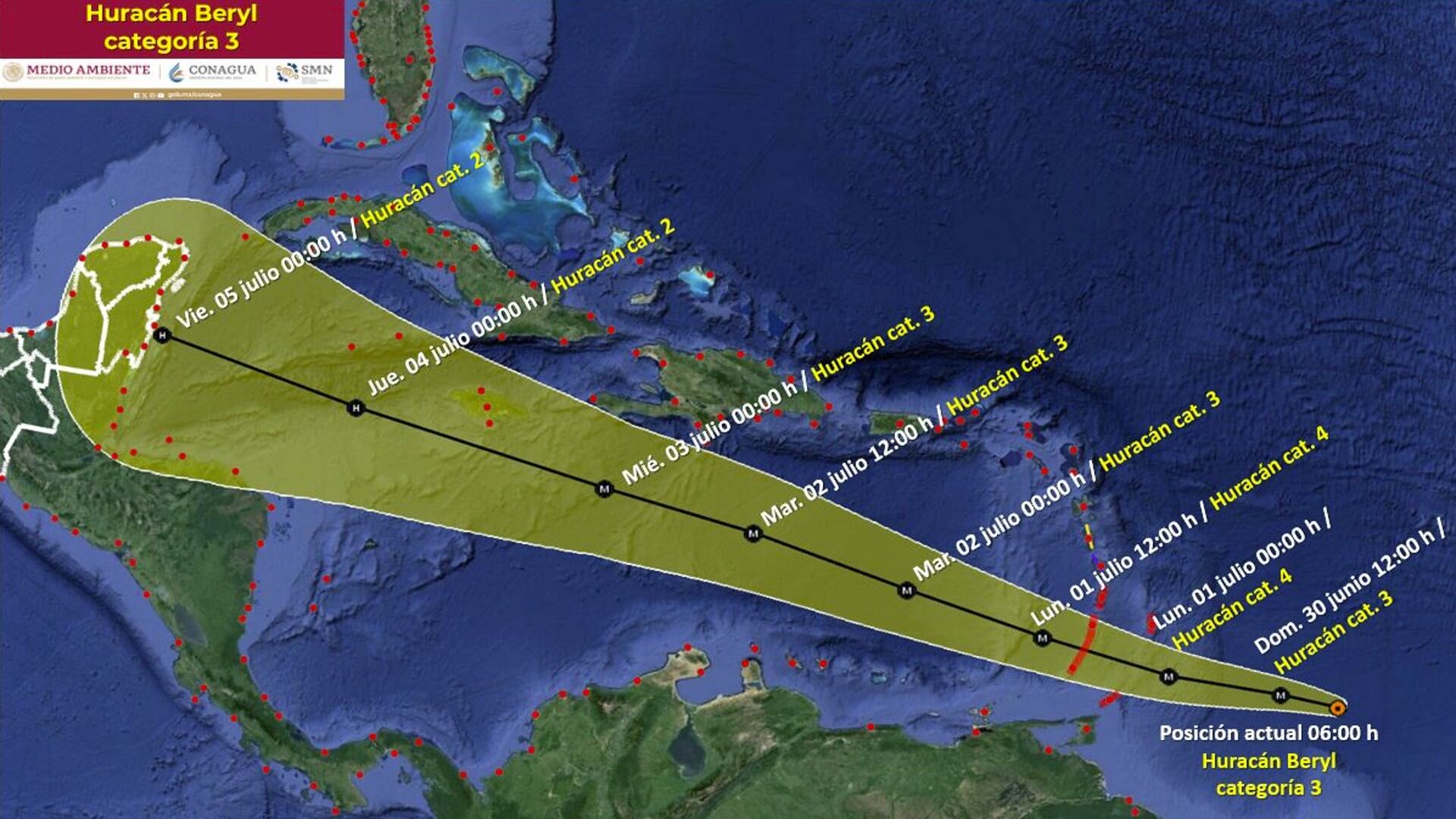 huracan beryl domingo 300624 6am