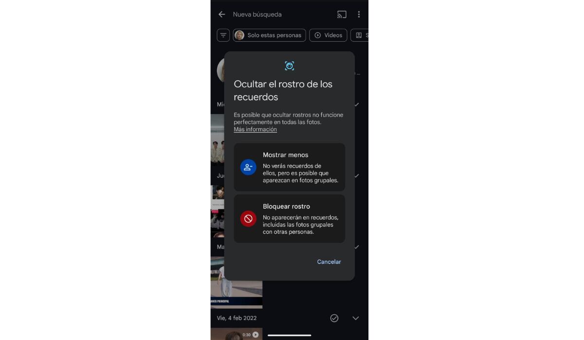 Esta aplicación permite limitar los recuerdos con algunas personas. (Google Fotos)
