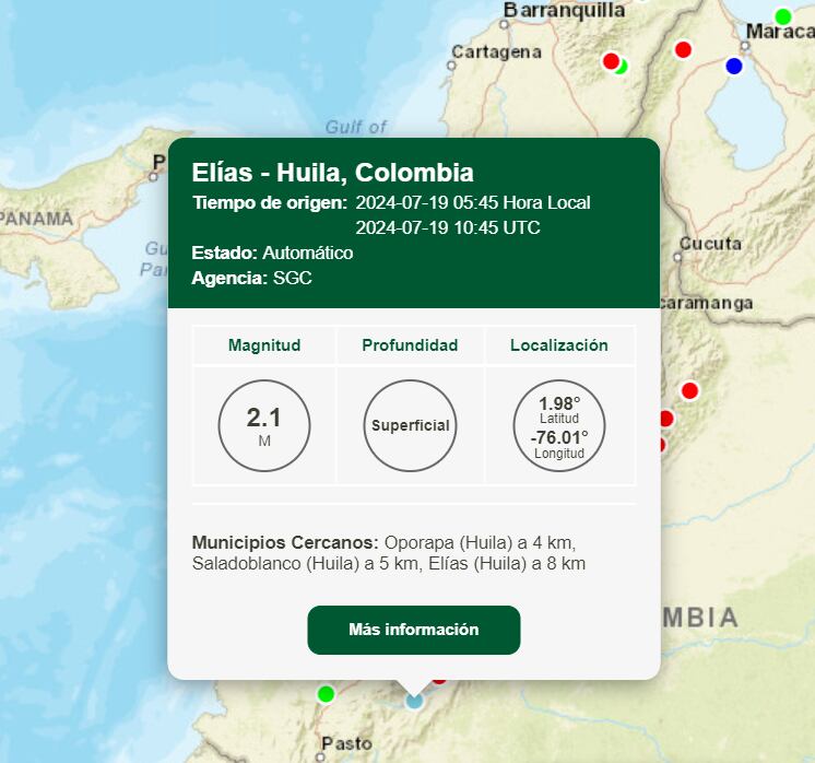 Sismo en el Huila - SGC