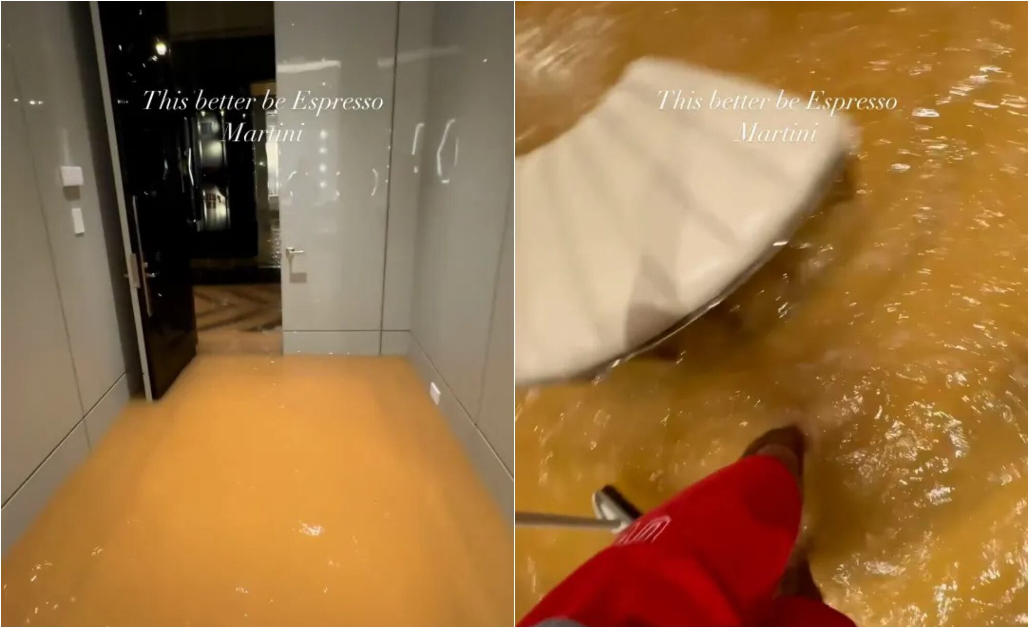 La propiedad de Drake se vio con agua turbia hasta los tobillos. (Captura de video)