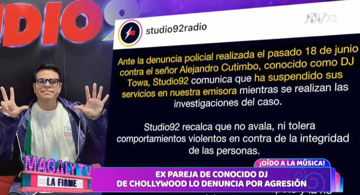 Separan a DJ Towa de Studio 92 por denuncia de violencia en su contra.