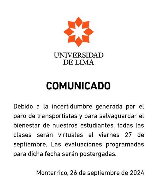 Comunicado de la U. de Lima.