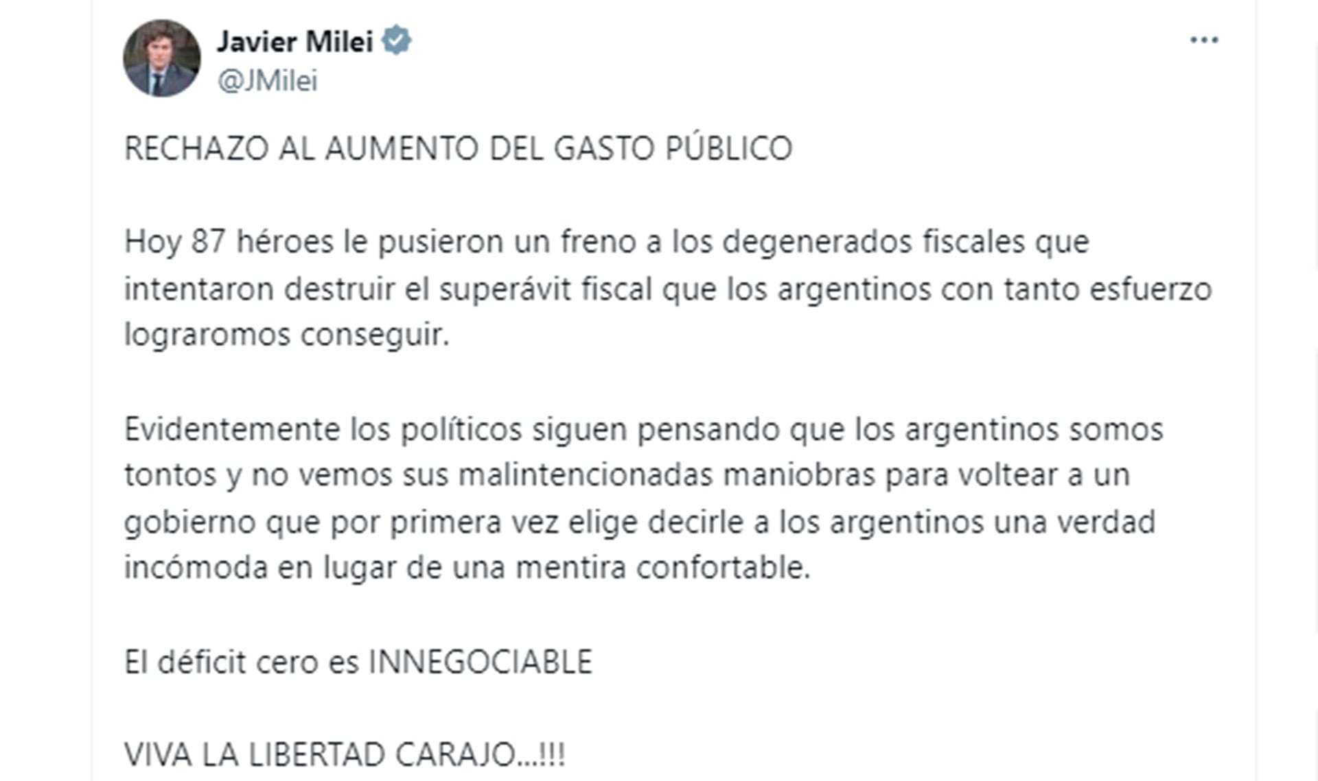 Javier Milei celebró el veto