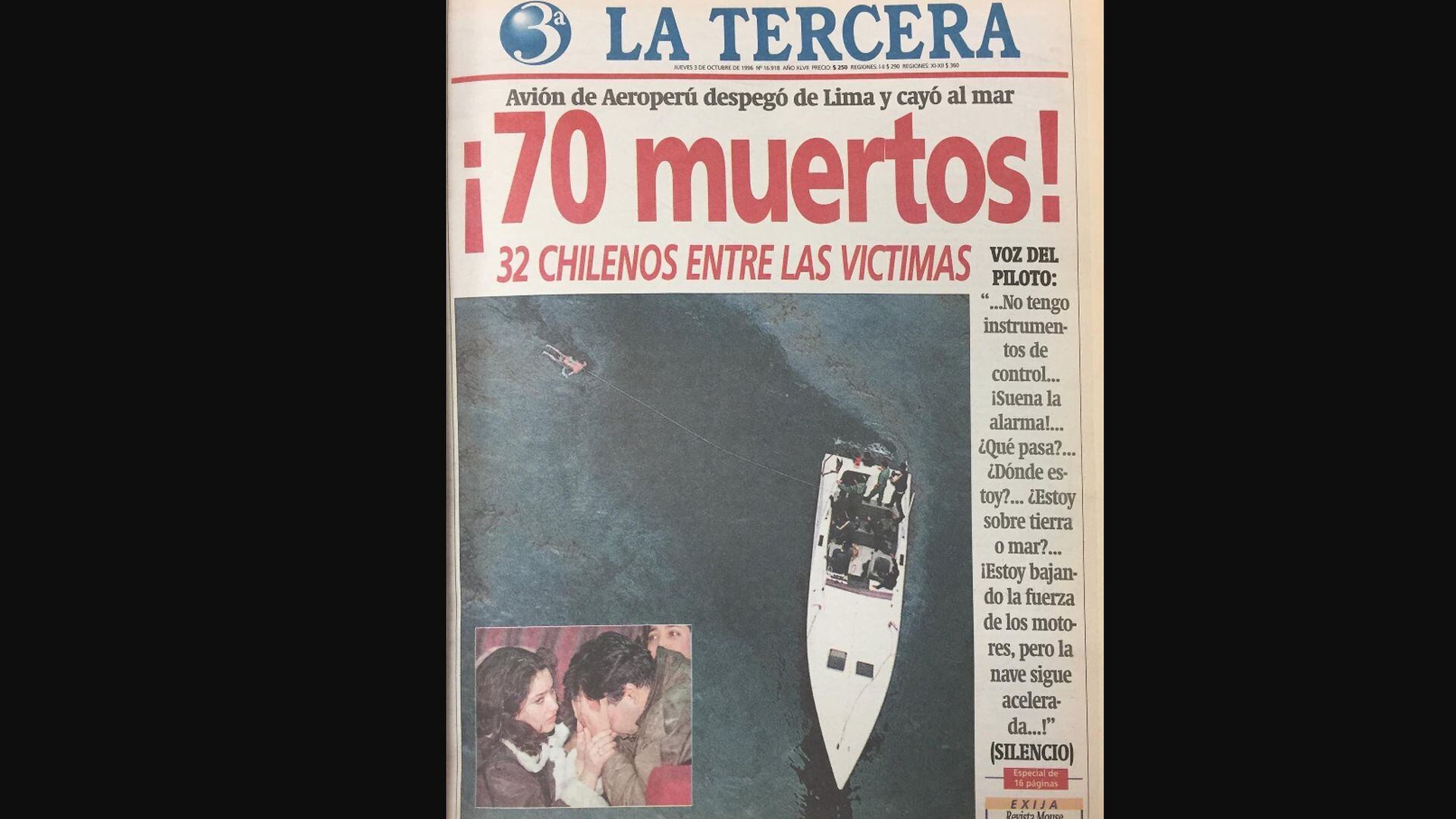 AeroPerú - accidente - aéreo - tragedia - Chile - Perú - historias - 2 octubre