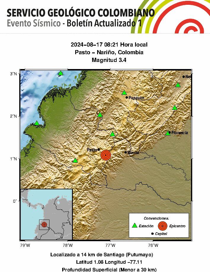 El más reciente temblor en el país también se reportó en este mismo departamento - crédito @sgcol/X