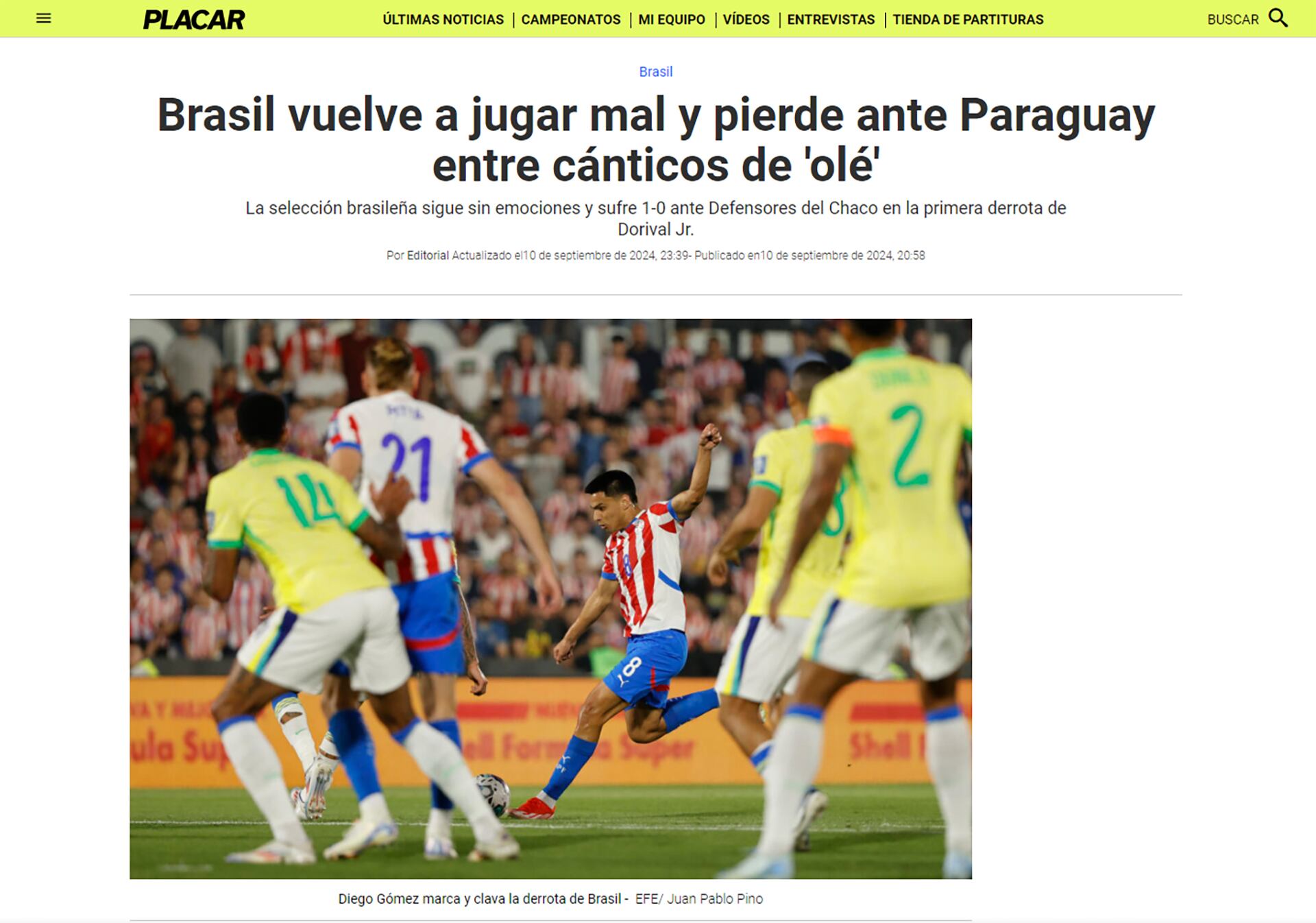 Críticas de la prensa tras la derrota de Brasil en Paraguay