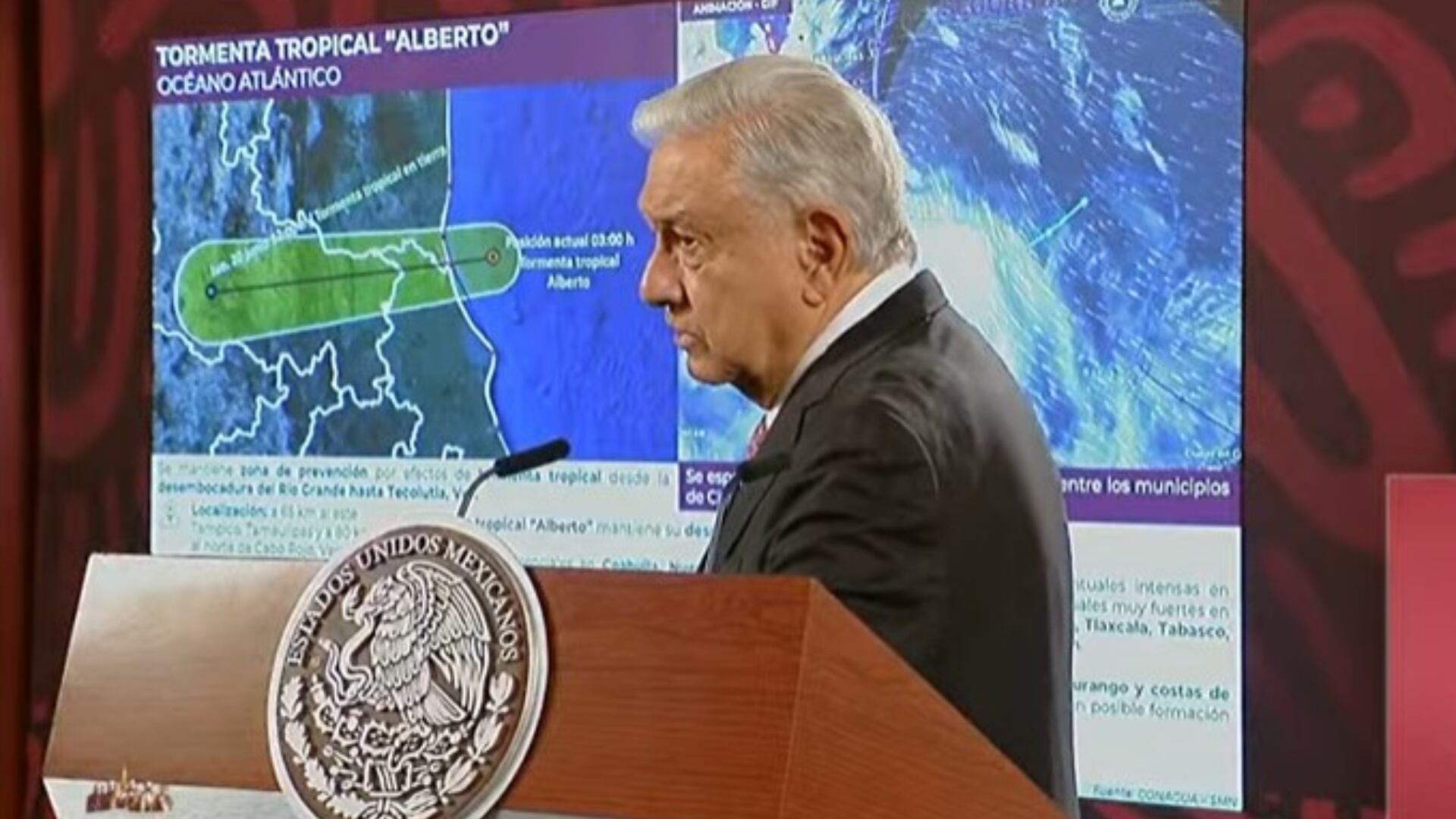 AMLO habló en la mañanera de este jueves 20 de junio sobre la Tormenta Tropical Alberto