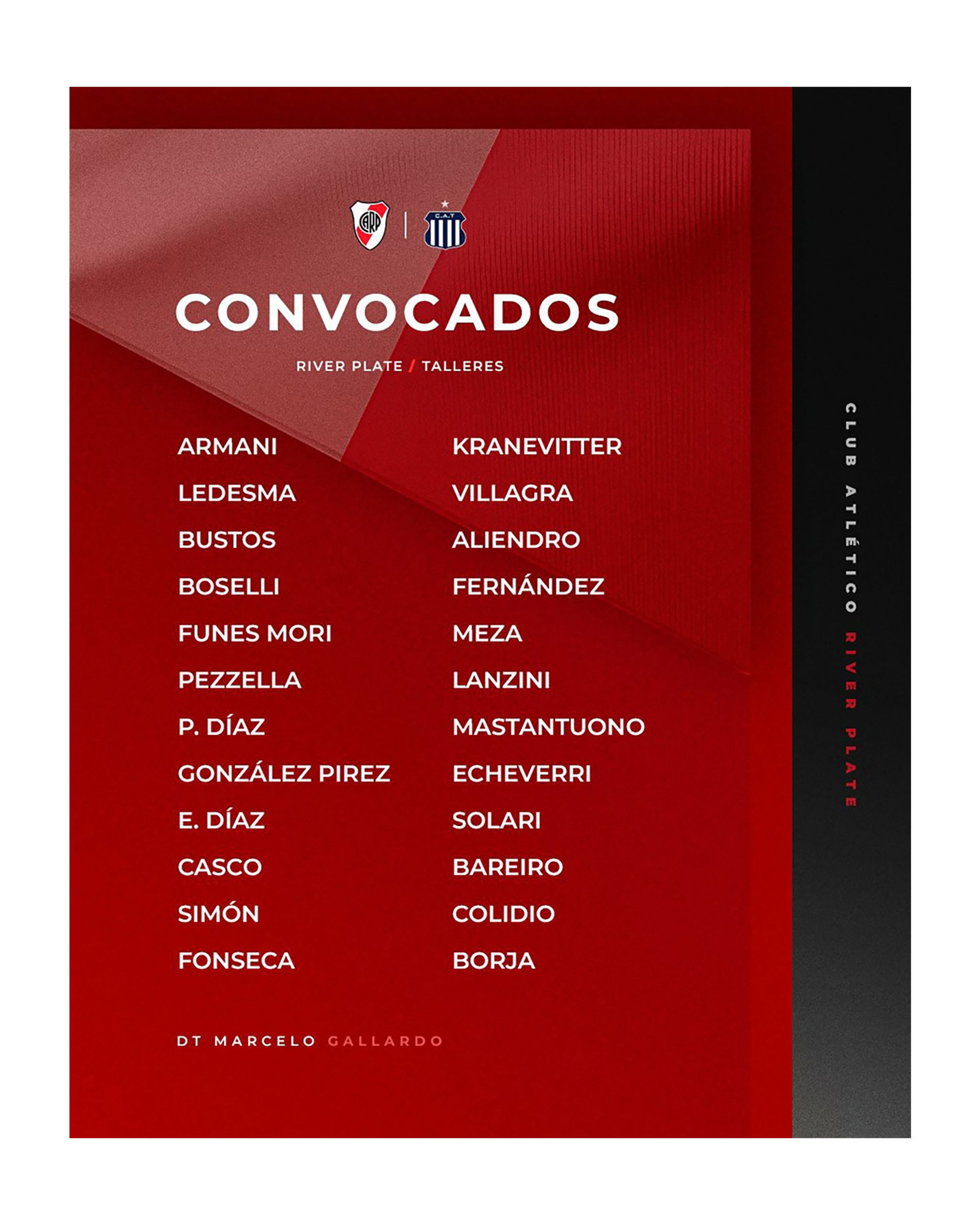 convocados river plate