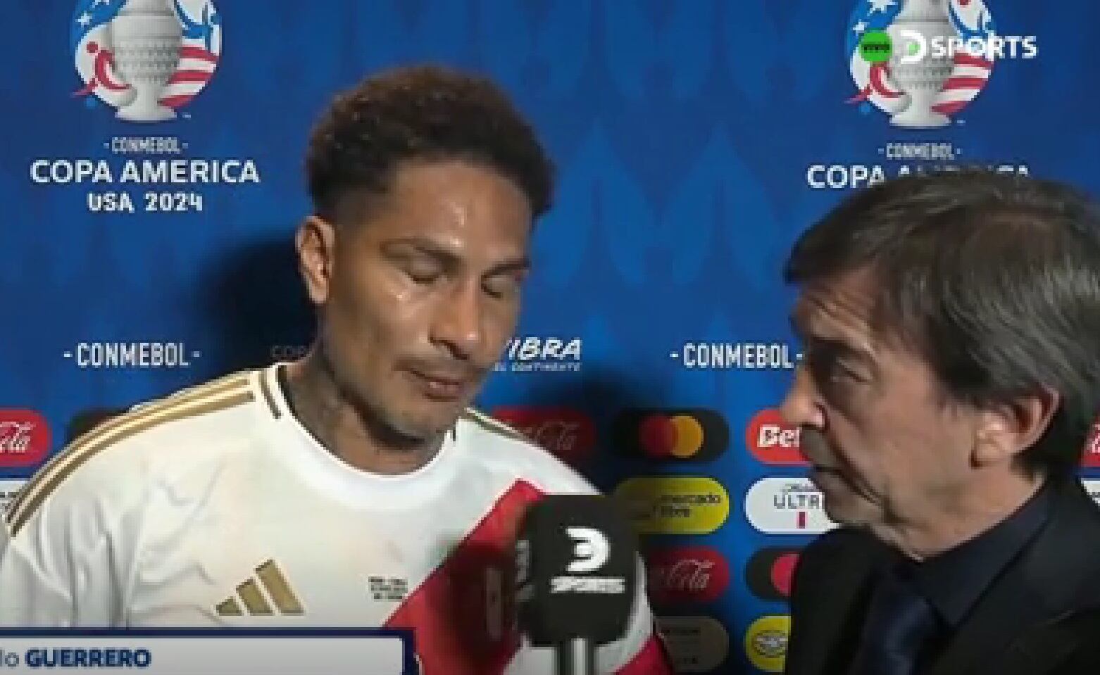 El gesto de Paolo Guerrero tras confundir a Canadá con Jamaica en duelo por Copa América 2024. - captura: DSports