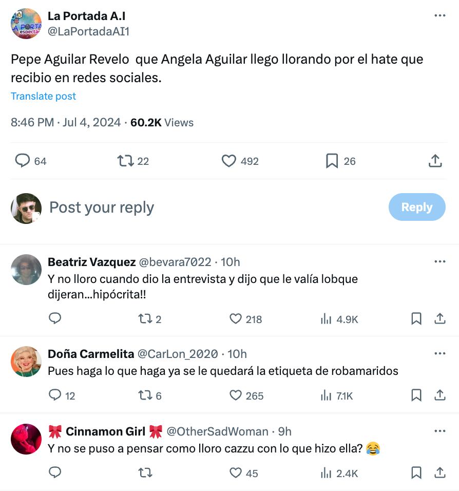 Critican a Ángela Aguilar en redes sociales.