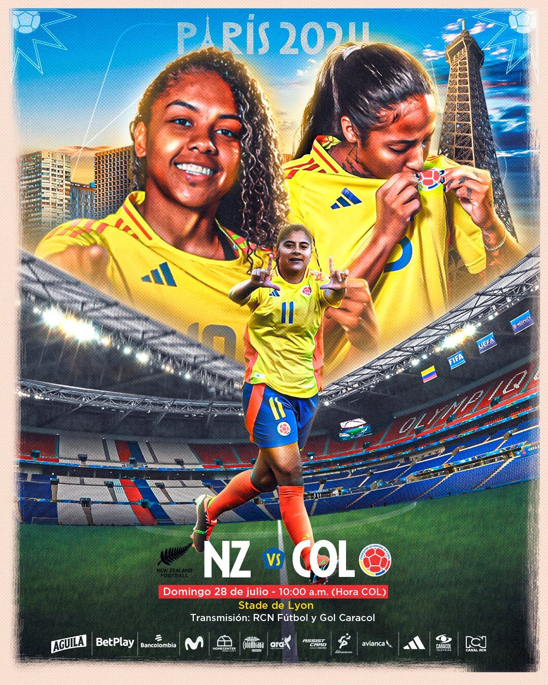 Afiche de promoción del partido entre Colombia y Nueva Zelanda - crédito Federación Colombiana de Fútbol